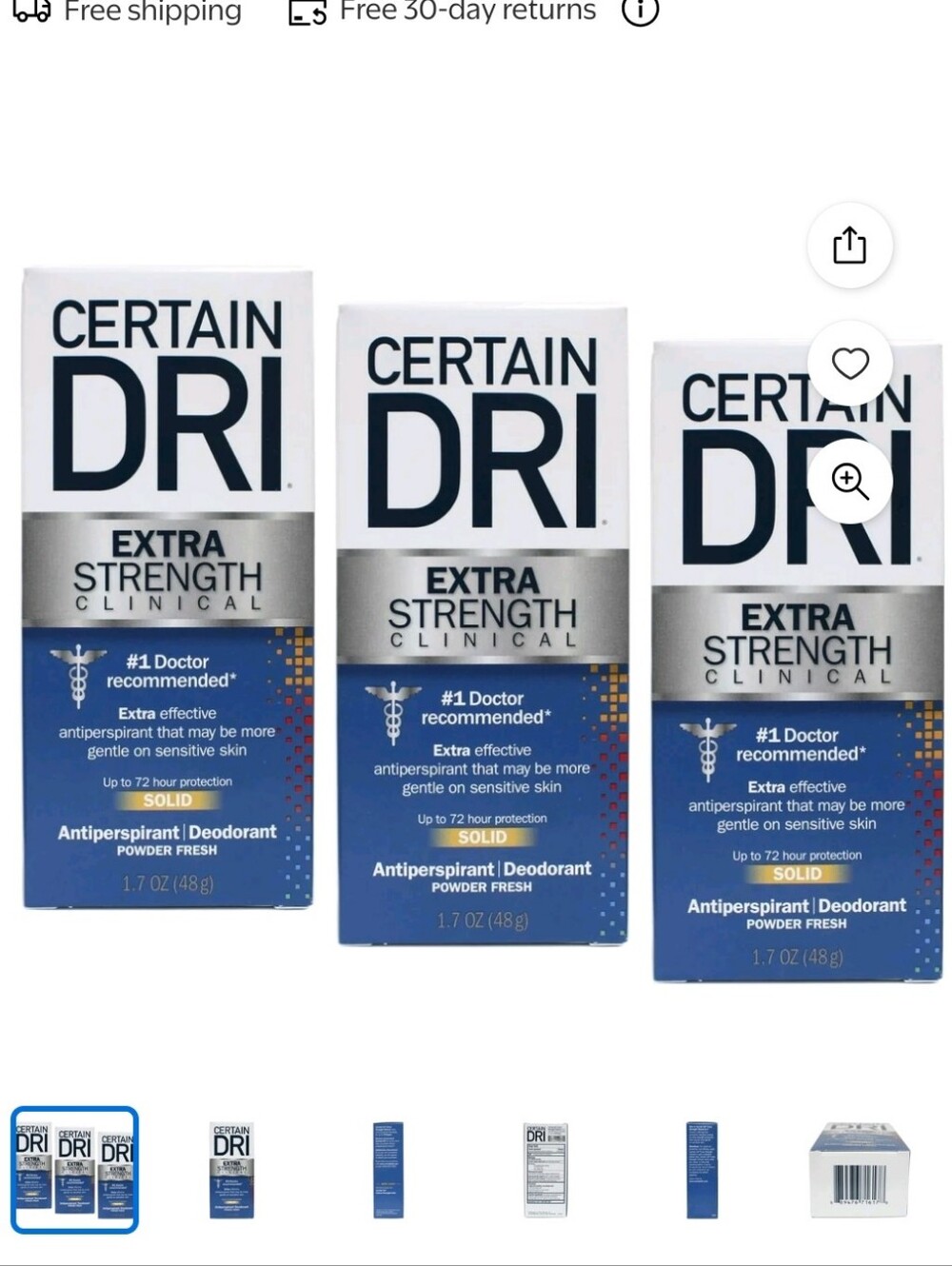 3 Pack -Certain Dri Everyday Strength Clinical Antiperspirant Deodorant - 1.7 oz